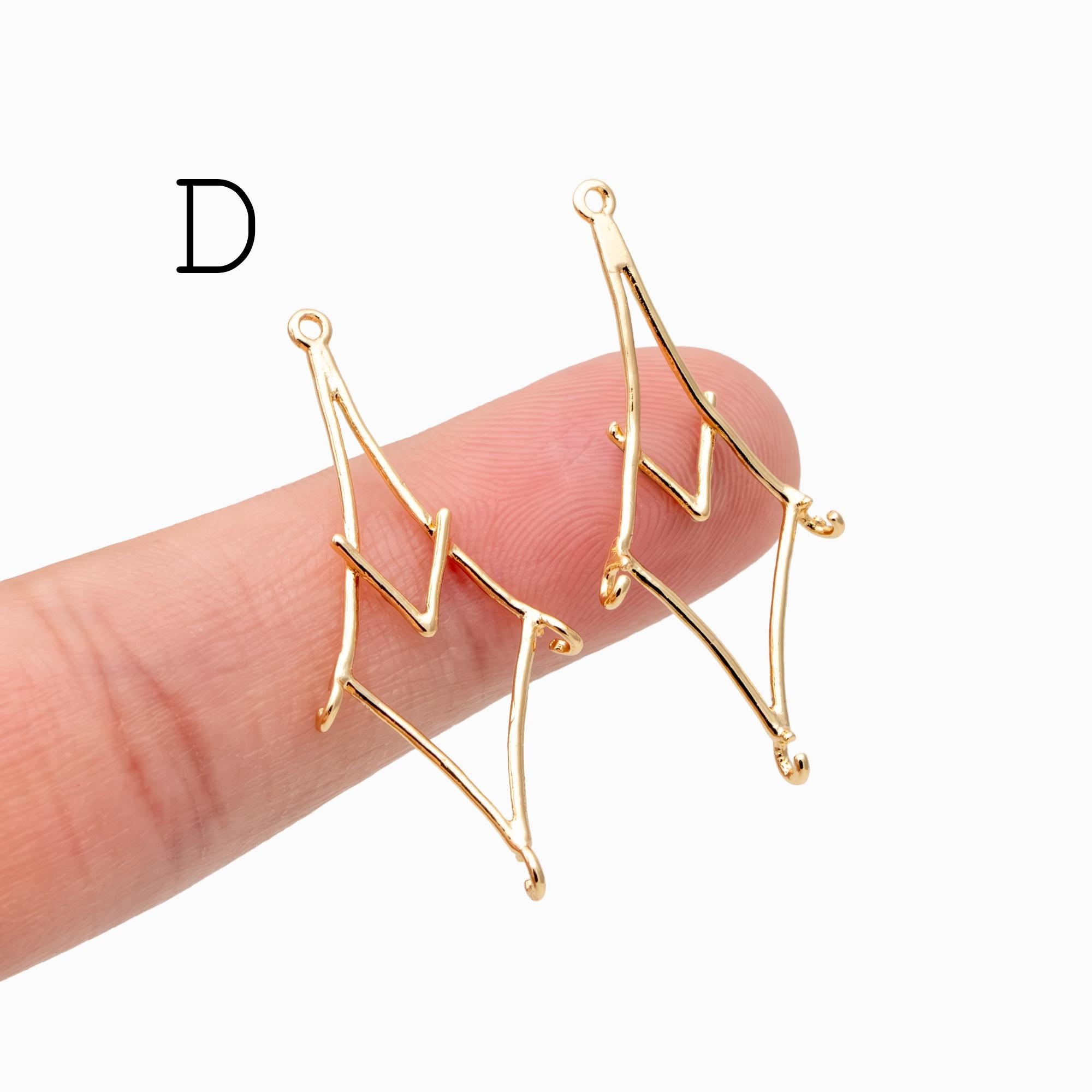 10pcs Gold Rhombus Geometric Charms: Geometric Brass Connector Pendants (GB-3091)